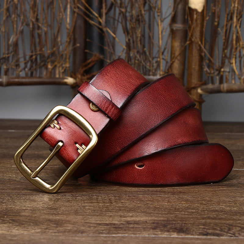 Men's Vintage Brass Buckled Belt