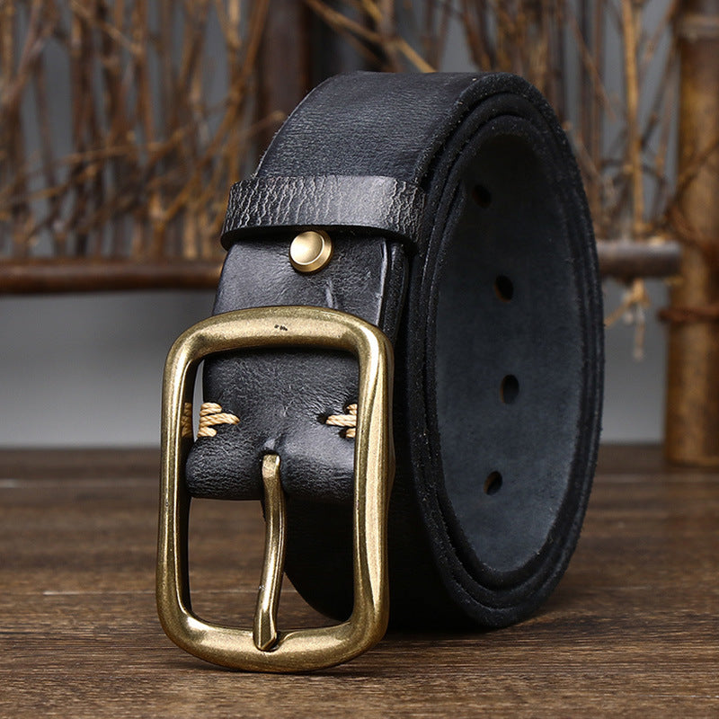 Men's Vintage Brass Buckled Belt