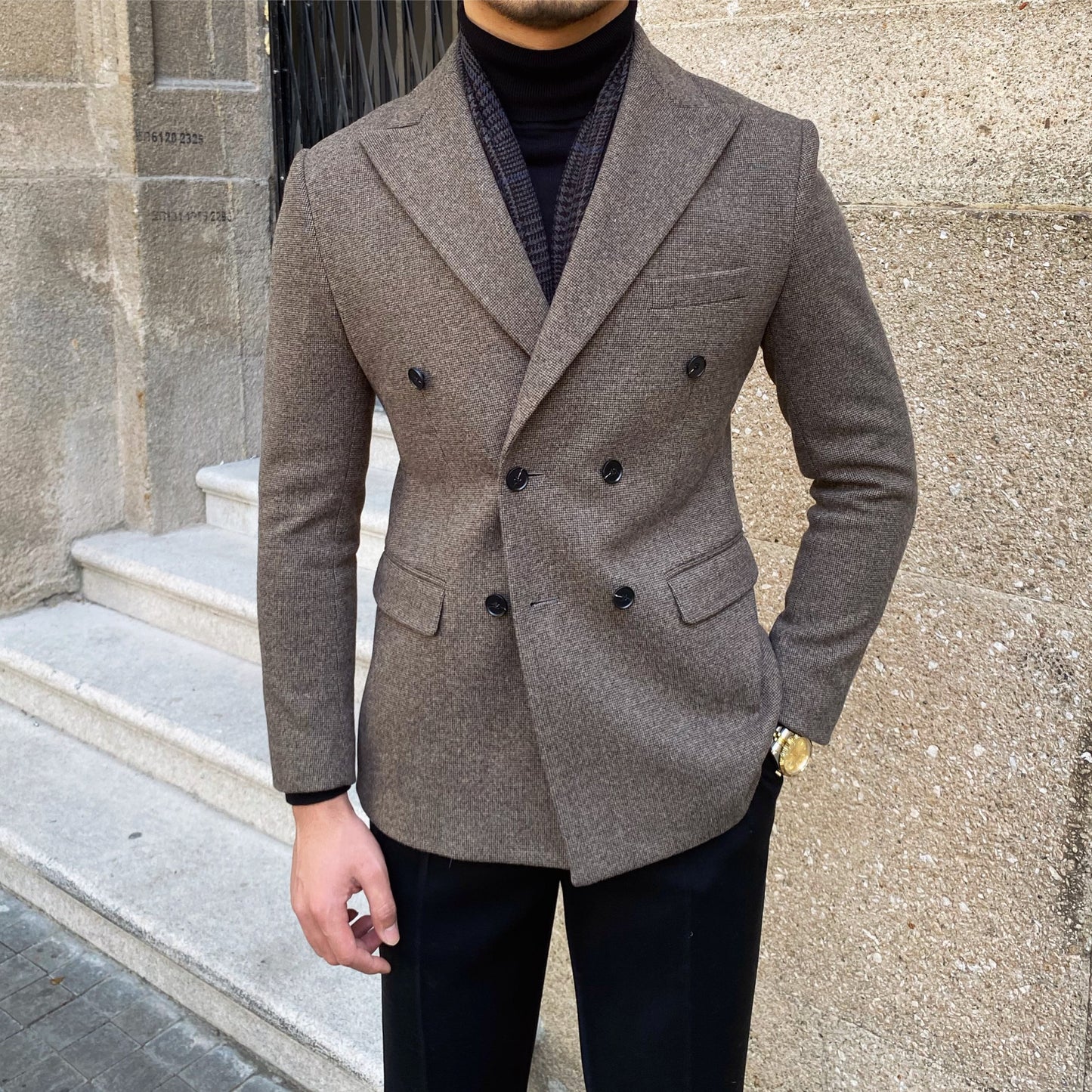 Woolen Warm Double Breasted Suit Jacket