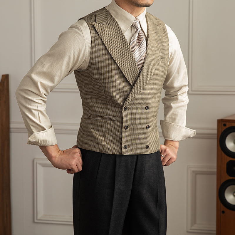 Men's Houndstooth Double Breasted Suit Vest