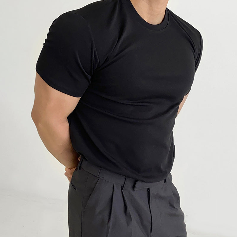 Men's Solid Color Slim Fit Baselayer T-Shirt