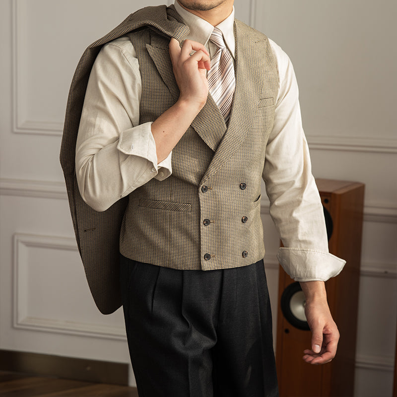 Men's Houndstooth Double Breasted Suit Vest