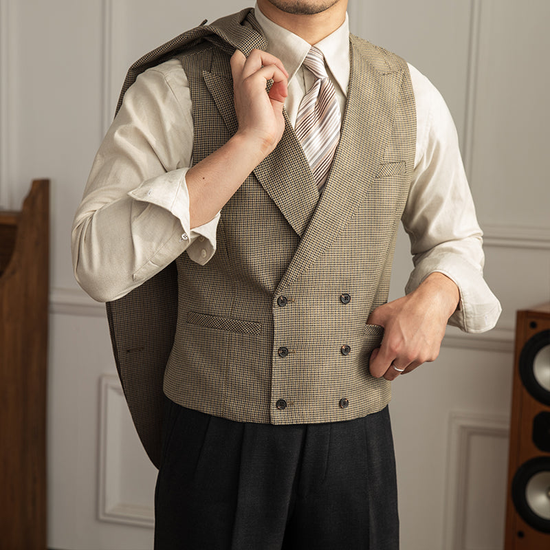 Men's Houndstooth Double Breasted Suit Vest