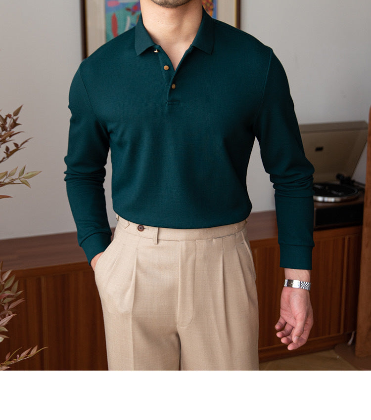 New Retro Long-Sleeved Polo Shirt