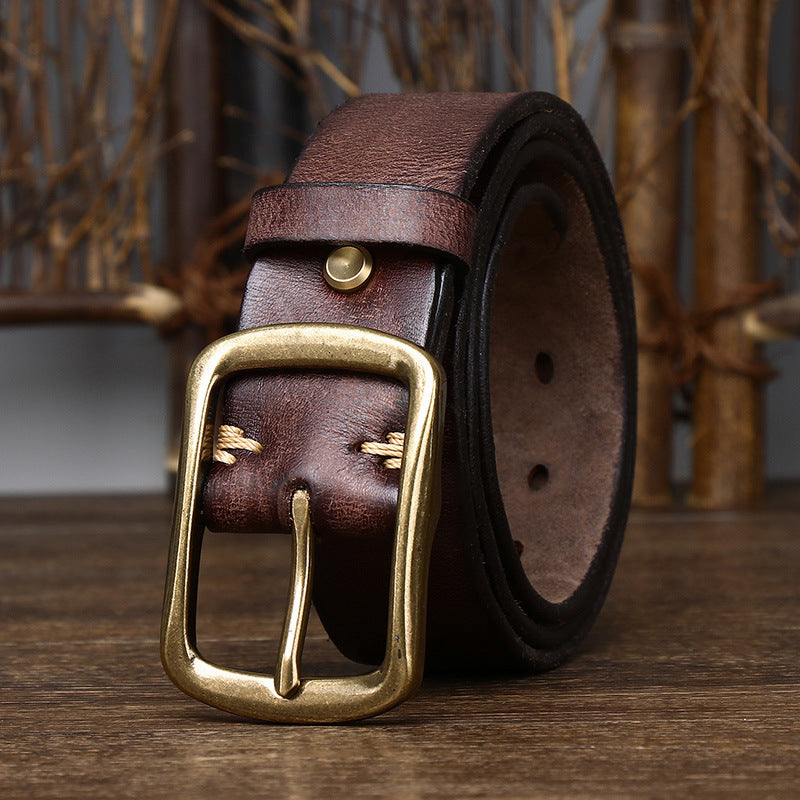 Men's Vintage Brass Buckled Belt