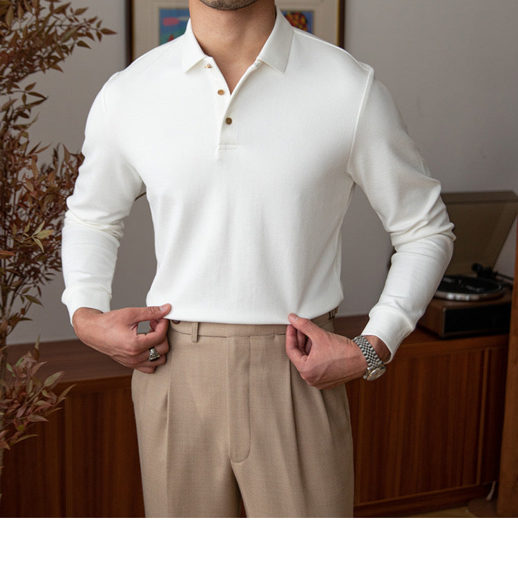 New Retro Long-Sleeved Polo Shirt