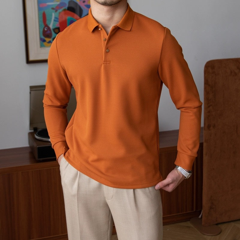 New Retro Long-Sleeved Polo Shirt