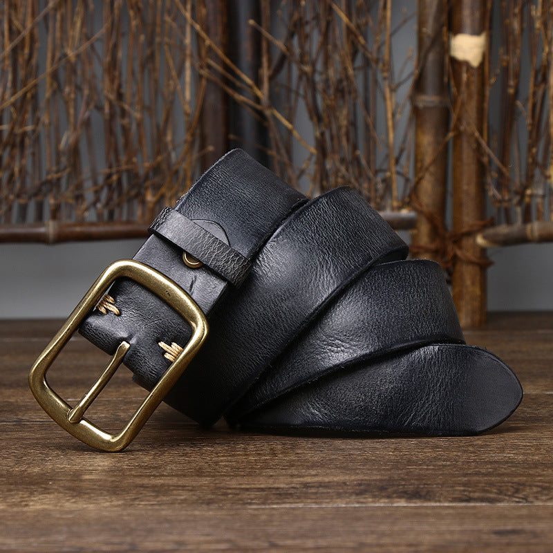 Men's Vintage Brass Buckled Belt