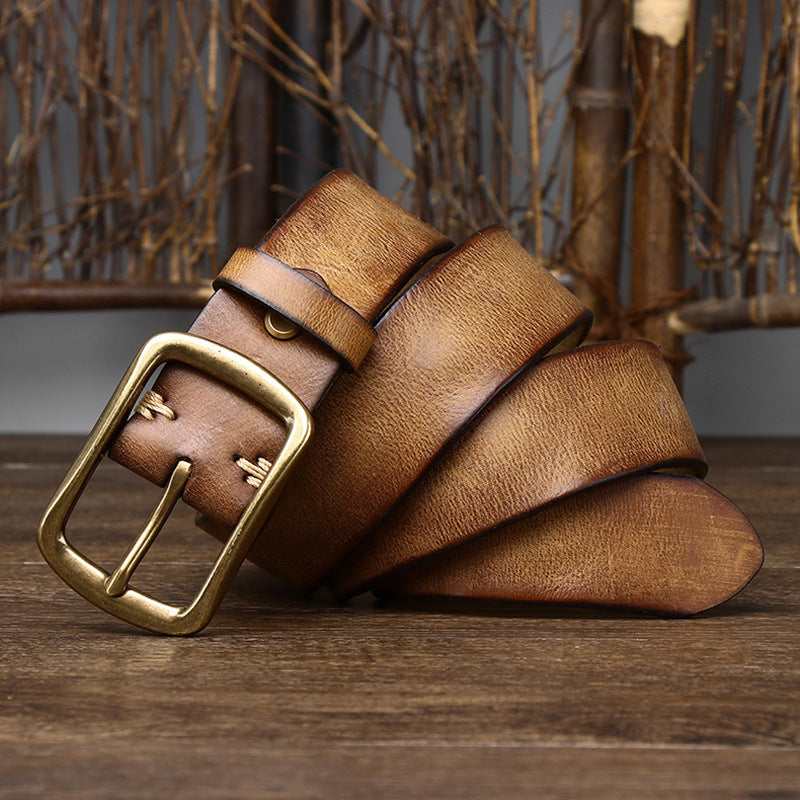 Men's Vintage Brass Buckled Belt