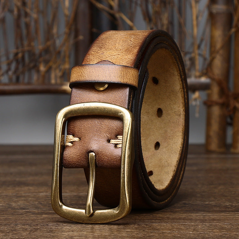 Men's Vintage Brass Buckled Belt