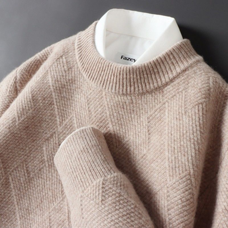 Men's Jacquard Round Neck Sweater