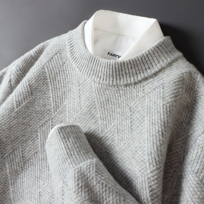 Men's Jacquard Round Neck Sweater
