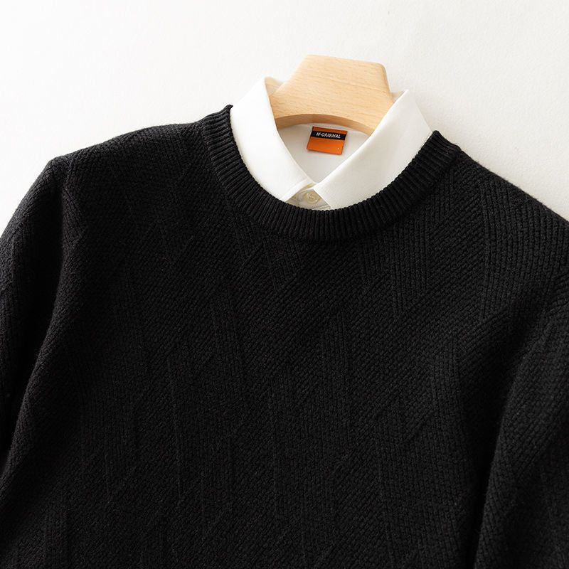 Men's Jacquard Round Neck Sweater