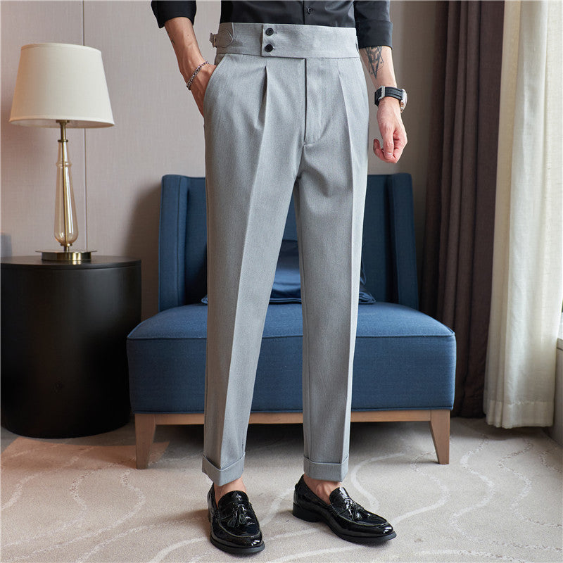 Men's Straight-leg Double Button Trousers