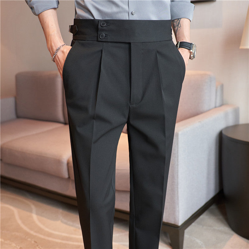 Men's Straight-leg Double Button Trousers