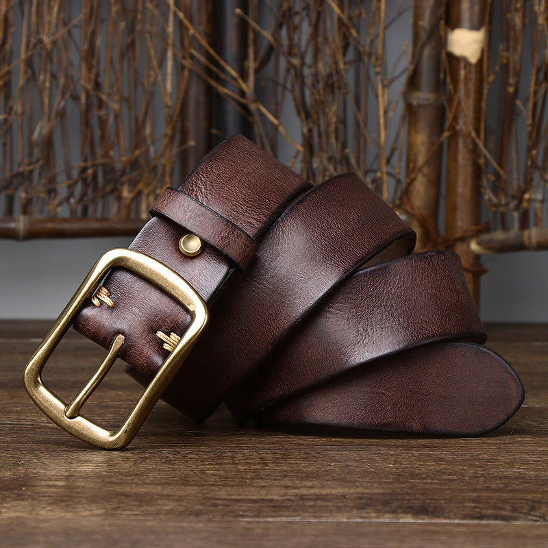Men's Vintage Brass Buckled Belt