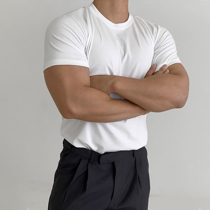 Men's Solid Color Slim Fit Baselayer T-Shirt