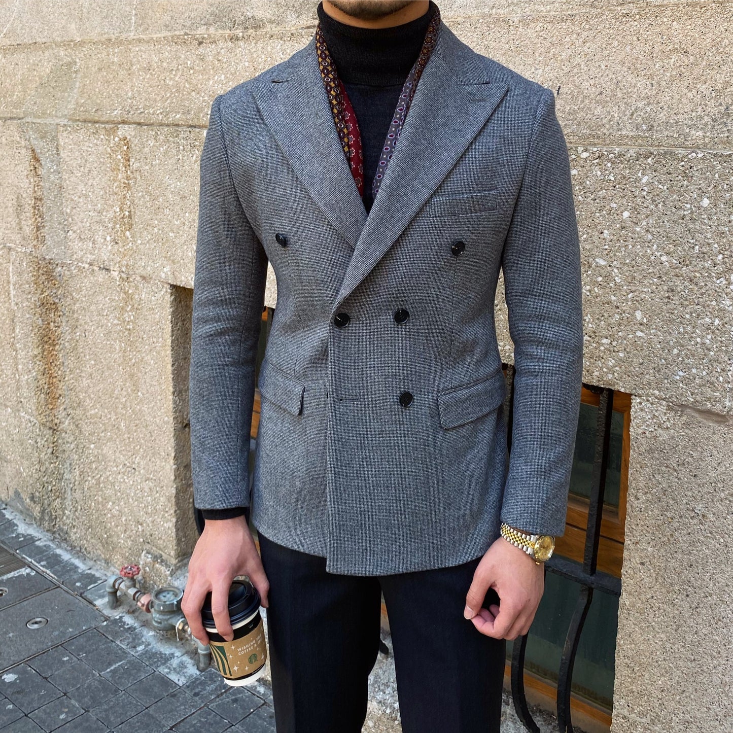 Woolen Warm Double Breasted Suit Jacket