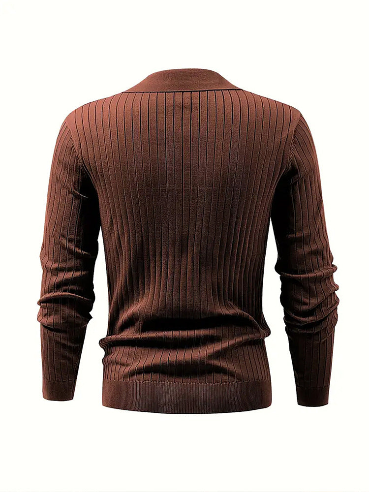 Men's Slim Knit Long-Sleeved Polo Shirt