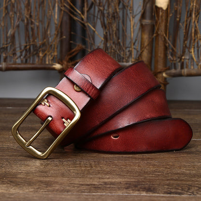 Men's Vintage Brass Buckled Belt