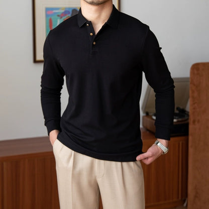 New Retro Long-Sleeved Polo Shirt