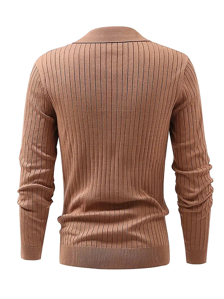 Men's Slim Knit Long-Sleeved Polo Shirt