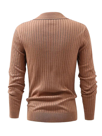 Men's Slim Knit Long-Sleeved Polo Shirt