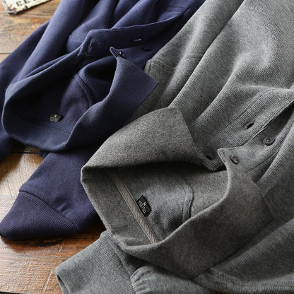 Men's Thick Cotton Long Sleeved Polo
