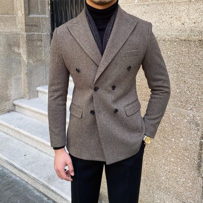 Woolen Warm Double Breasted Suit Jacket