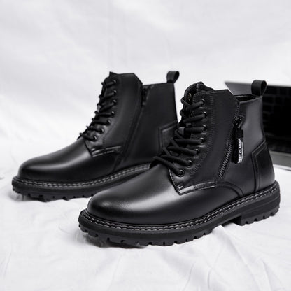 Men's Round Tipped High Top Black Boots