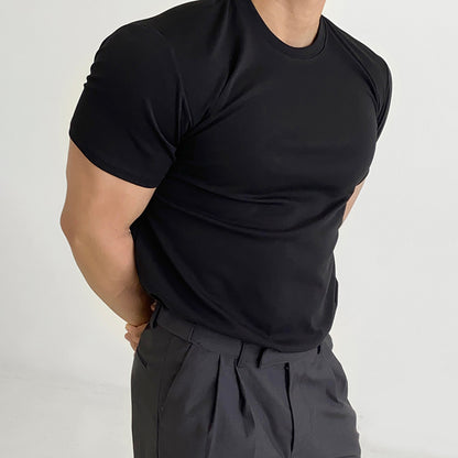 Men's Solid Color Slim Fit Baselayer T-Shirt