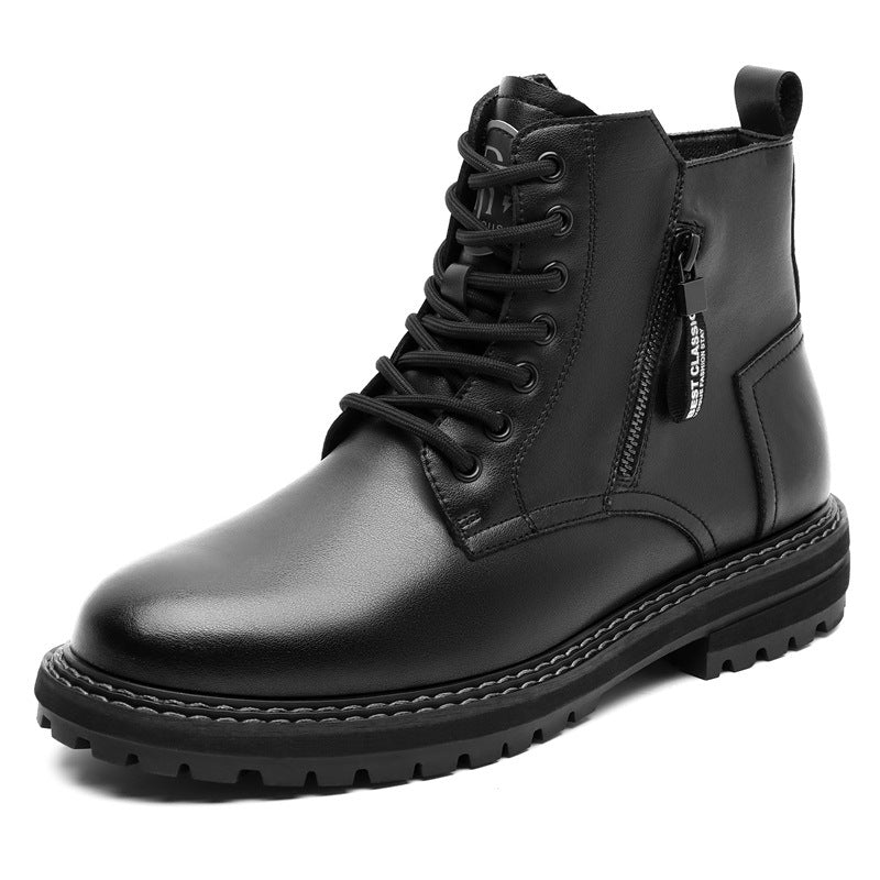 Men's Round Tipped High Top Black Boots