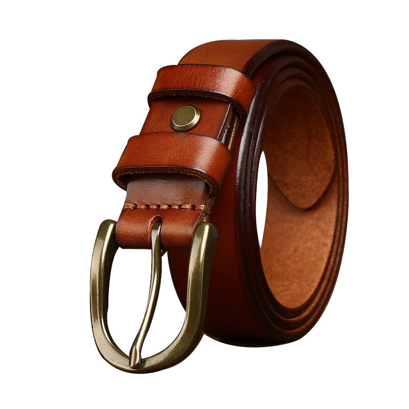 Men's Copper Buckled Leather Belt