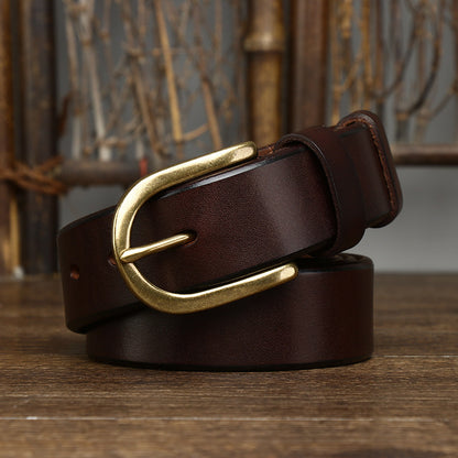 Men's Copper Buckled Leather Belt