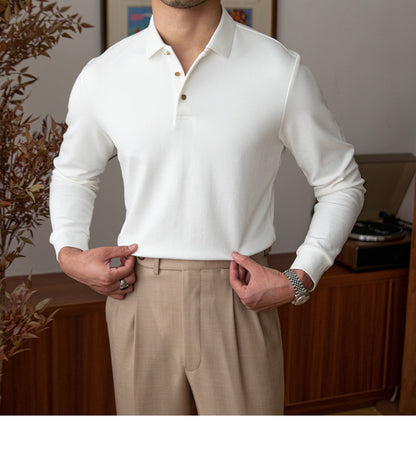 New Retro Long-Sleeved Polo Shirt