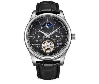 Men's Sleek Leather Strap Mechanical Watch