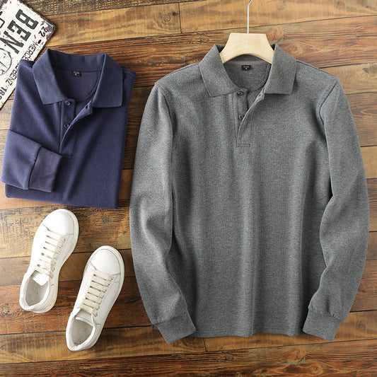 Men's Thick Cotton Long Sleeved Polo