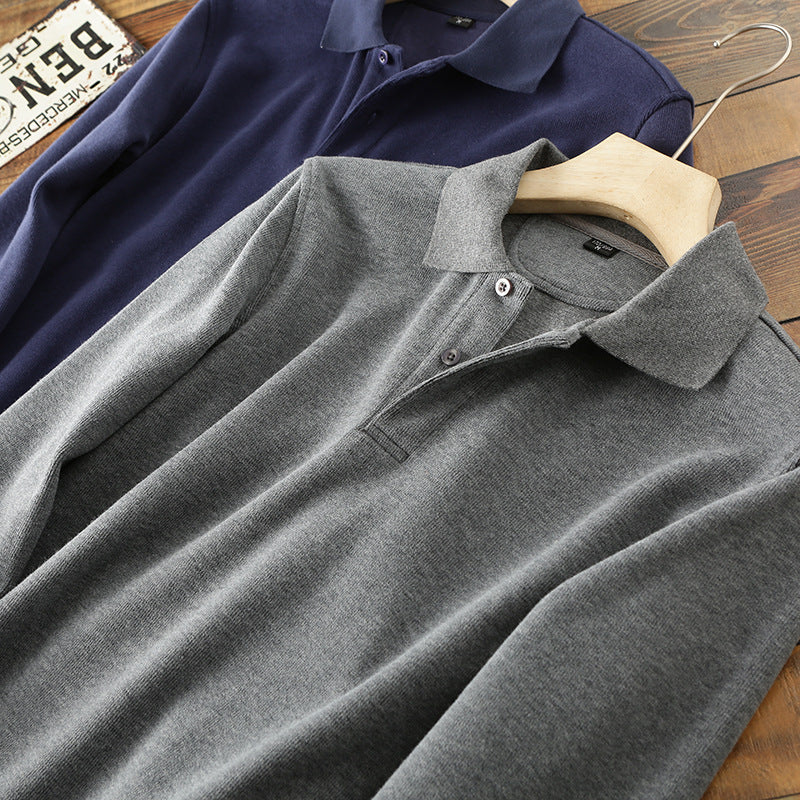 Men's Thick Cotton Long Sleeved Polo