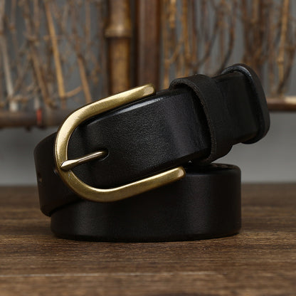 Men's Copper Buckled Leather Belt