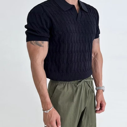 Men's Patterned Knit Polo Shirt