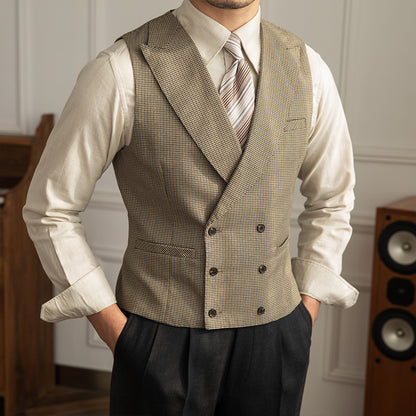 Men's Houndstooth Double Breasted Suit Vest