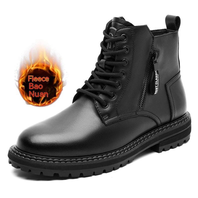 Men's Round Tipped High Top Black Boots