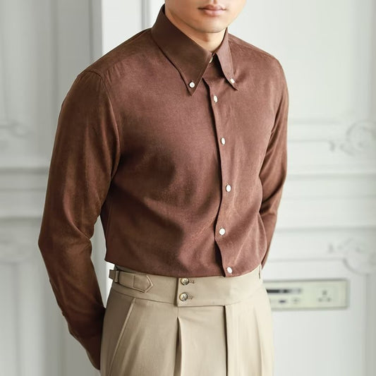 Men's Artistic Button-Up Shirt Men