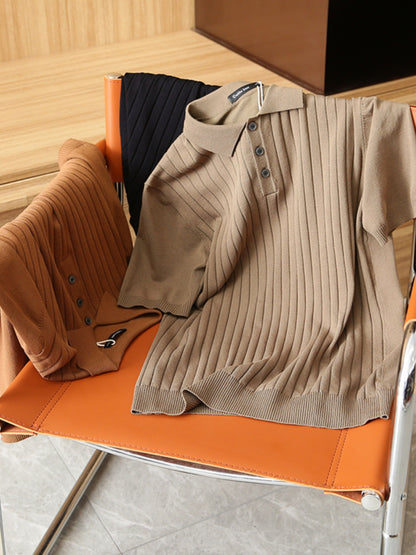 Men's Knitted Short Sleeve Polo