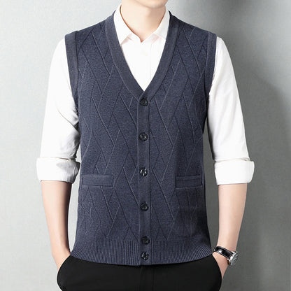 Men's Patterned Cardigan Sweater Vest