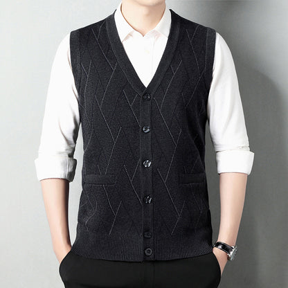 Men's Patterned Cardigan Sweater Vest