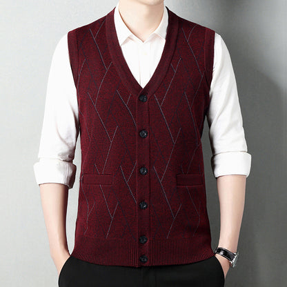 Men's Patterned Cardigan Sweater Vest