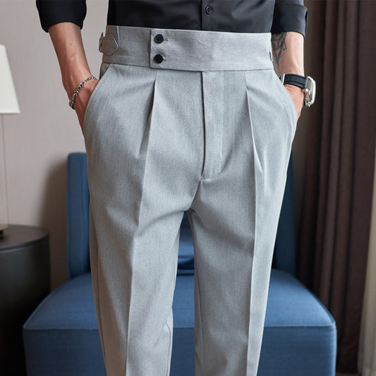 Men's Straight-leg Double Button Trousers