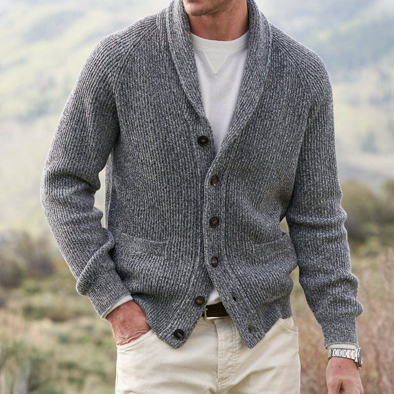 Men's Lapel Cardigan Sweater