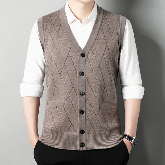 Men's Patterned Cardigan Sweater Vest